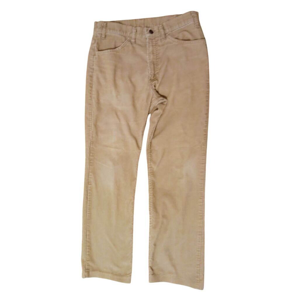 Vintage Levis Pants Mens 33x32 Beige 519 Corduroy Slim Straight Made In USA 1982